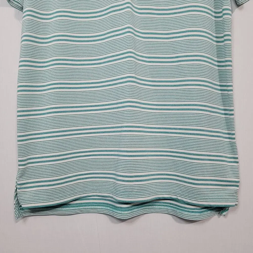 Southern Tide Short Sleeve Striped Polo men's size M Teal White Outdoor Coastal